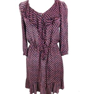 Nanette Lepore silk black  red floral dress 6